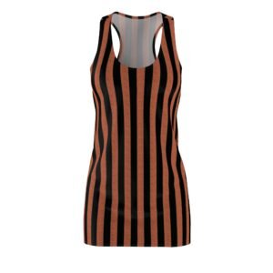 Carnelian Elegant Vertical Stripe Racerback Dress | The Classique Collection