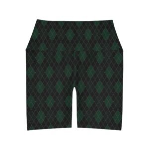 Absinthe Opulent Argyle High-Waist Yoga Shorts | The Classique Collection