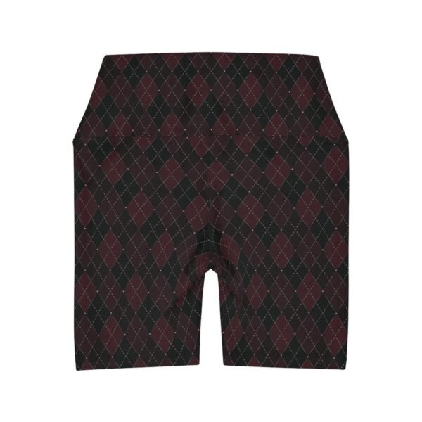 Blood Opulent Argyle High-Waist Yoga Shorts | The Classique Collection - Image 2