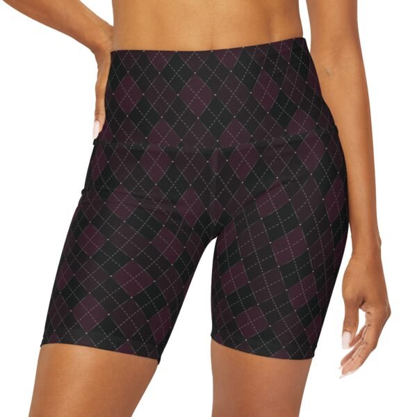 Plasma Opulent Argyle High-Waist Yoga Shorts | The Classique Collection - Image 3