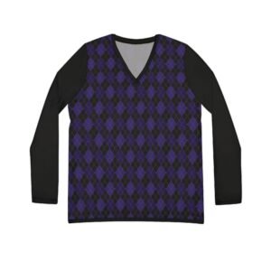 Blacklight Opulent Argyle Long Sleeve V-Neck Shirt | The Classique Collection