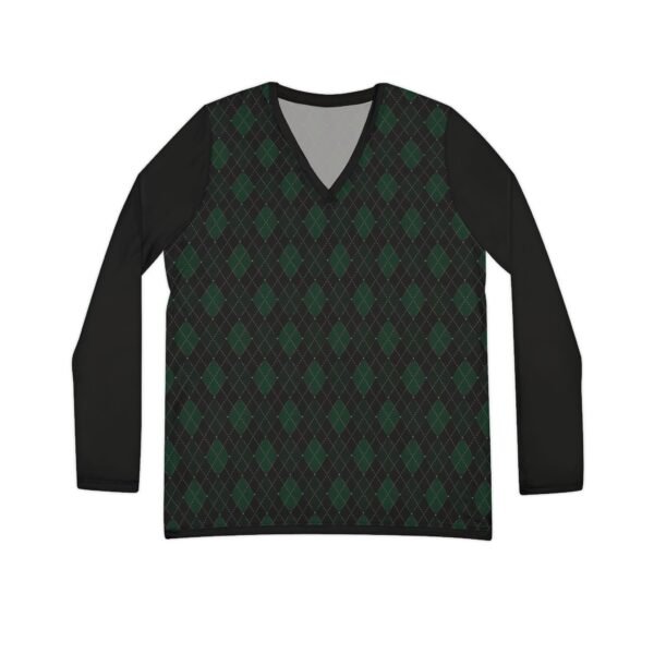 Absinthe Opulent Argyle Long Sleeve V-Neck Shirt | The Classique Collection