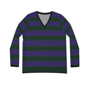 Trickster Elegant Horizontal Stripe Long Sleeve V-Neck Shirt | The Classique Collection