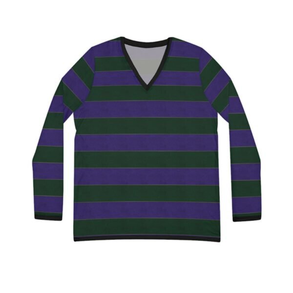 Trickster Elegant Horizontal Stripe Long Sleeve V-Neck Shirt | The Classique Collection